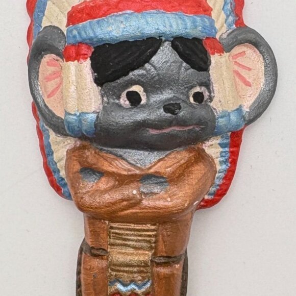 Vintage Mouse Indian Chief Christmas Tree Ornament Hand Painted Ceramic - Picture 5 of 6